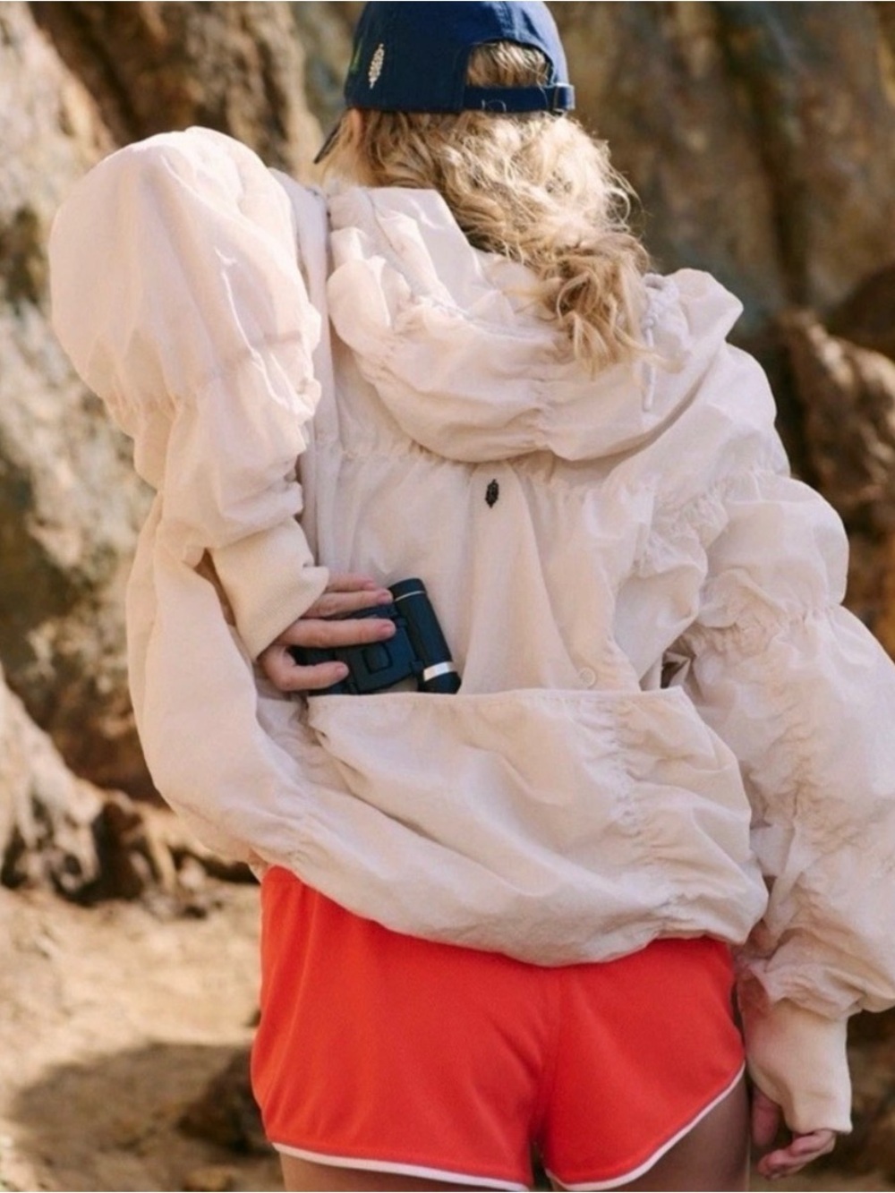 Free People FP Movement Happy Camper Pullover Lightweight Jacket Parka Cream - Picture 12 of 16